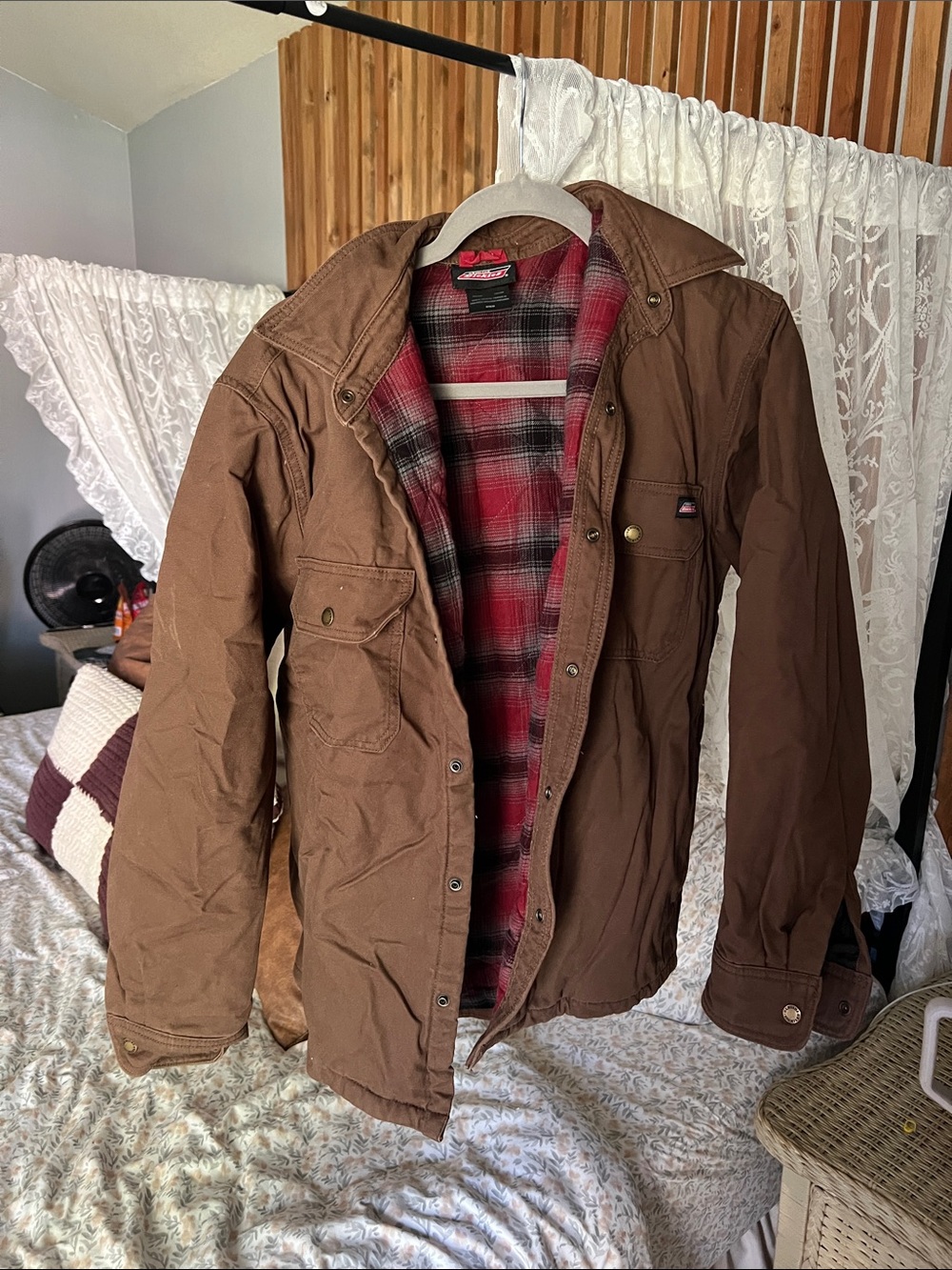 Dickies Brown Jacket with Red Plaid Lining
